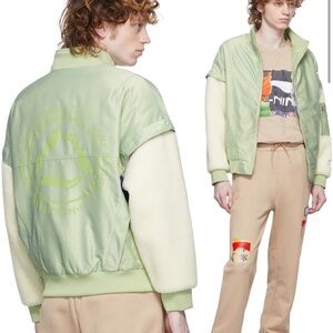 NWT Li-Ning Green Contrast Sleeve Bomber Jacket Medium